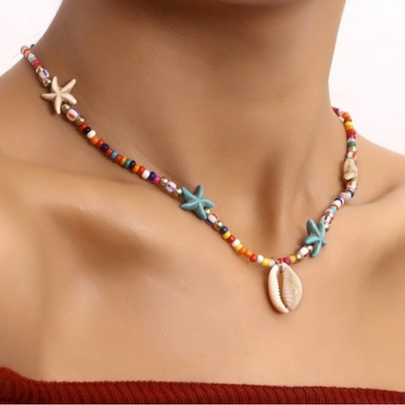 Seashell beaded chain choker starfish chain choker Necklace - Picture 3 of 5